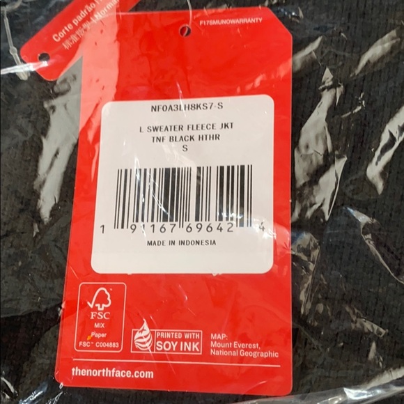 The North Face Sweater Fleece Jacket Black Hthr S - Picture 4 of 5